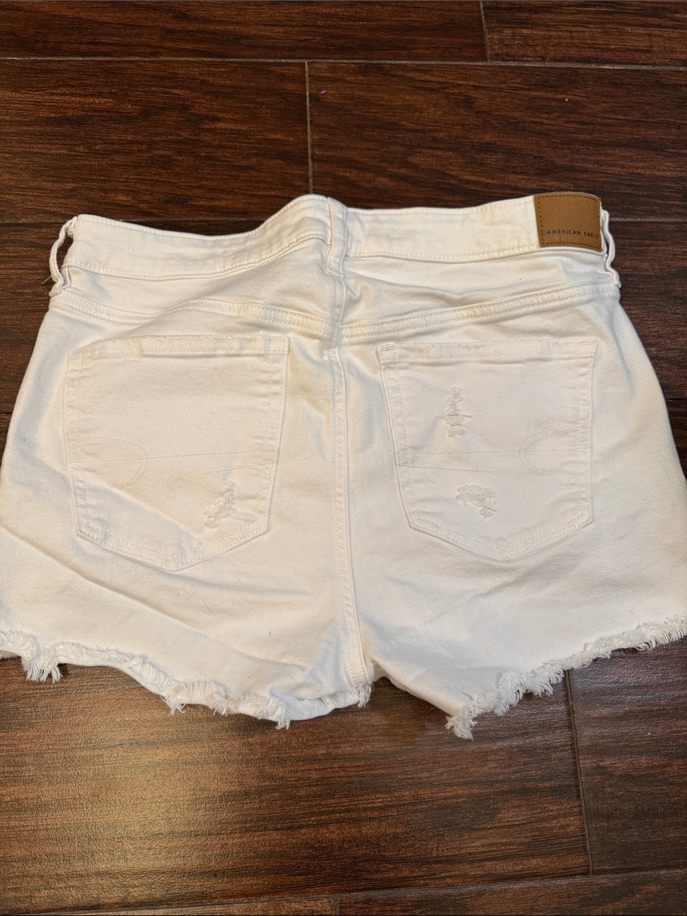 American Eagle Outfitters White Denim Frayed Hem Shorts